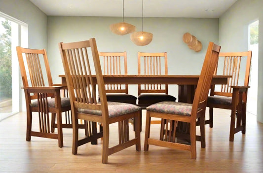 Bassett Mission Trestle Dining Table w/ 6 Chairs