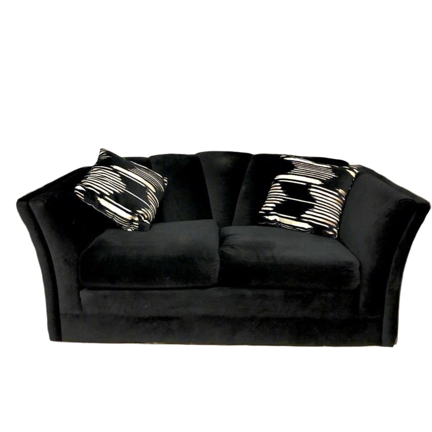 1980s Black Velvet Loveseat