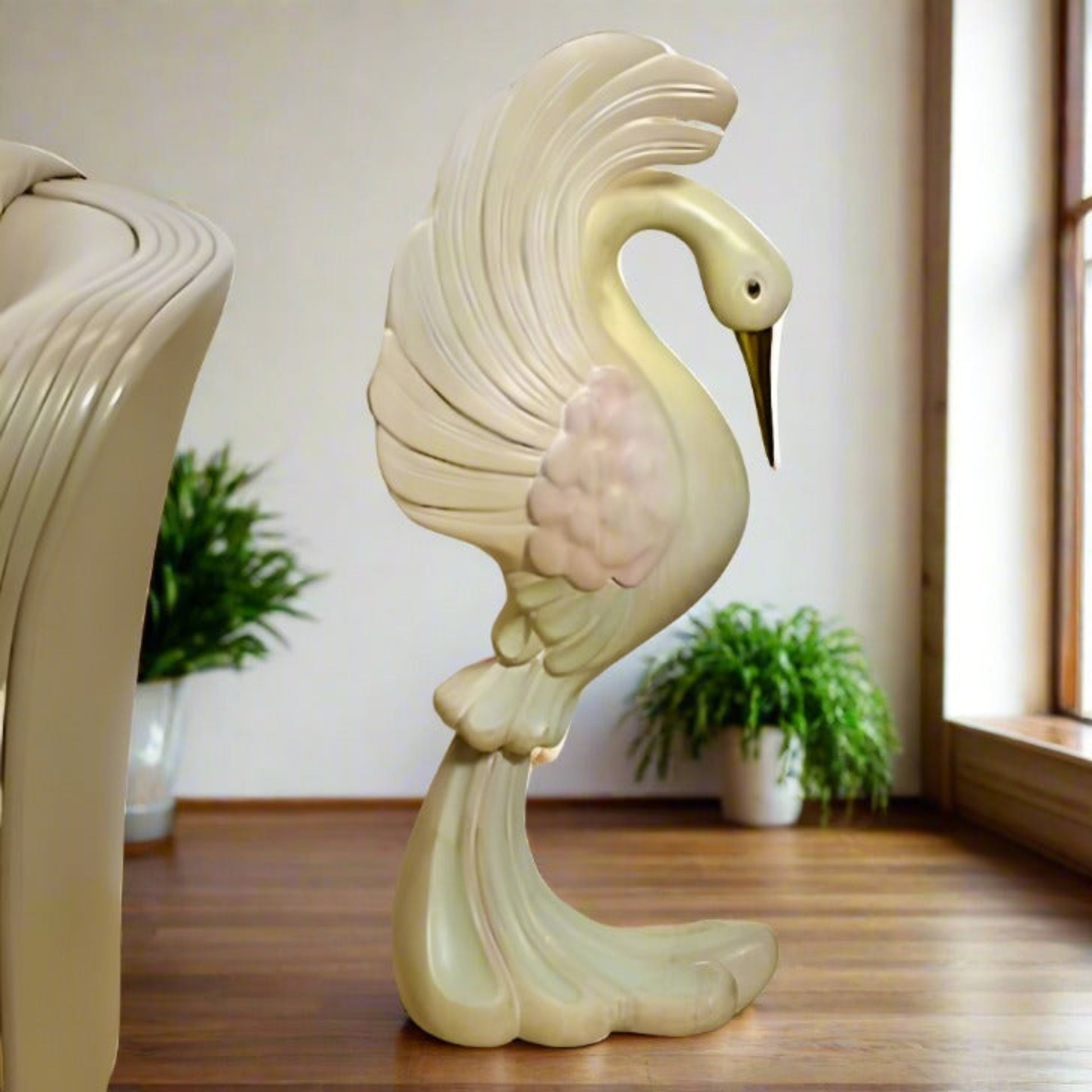 Carved Wood Swan Sculpture