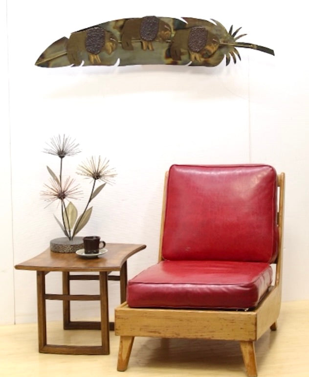  Original Hand-made  Metal Wall Art of American Bison on a Feather  