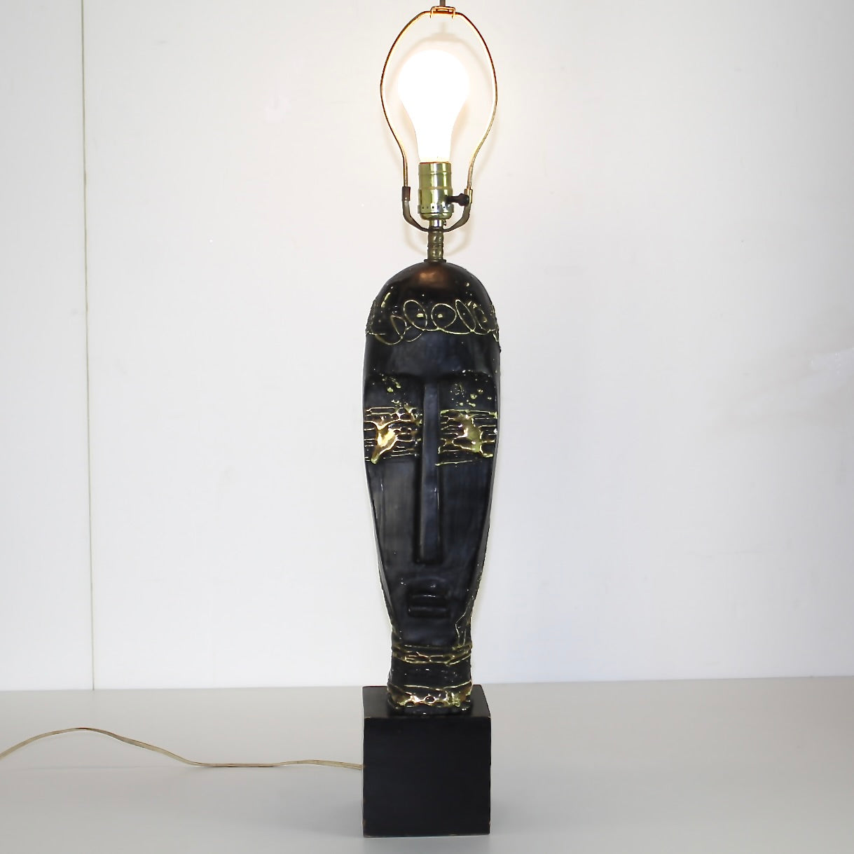 Tribal Head Bust Table Lamp