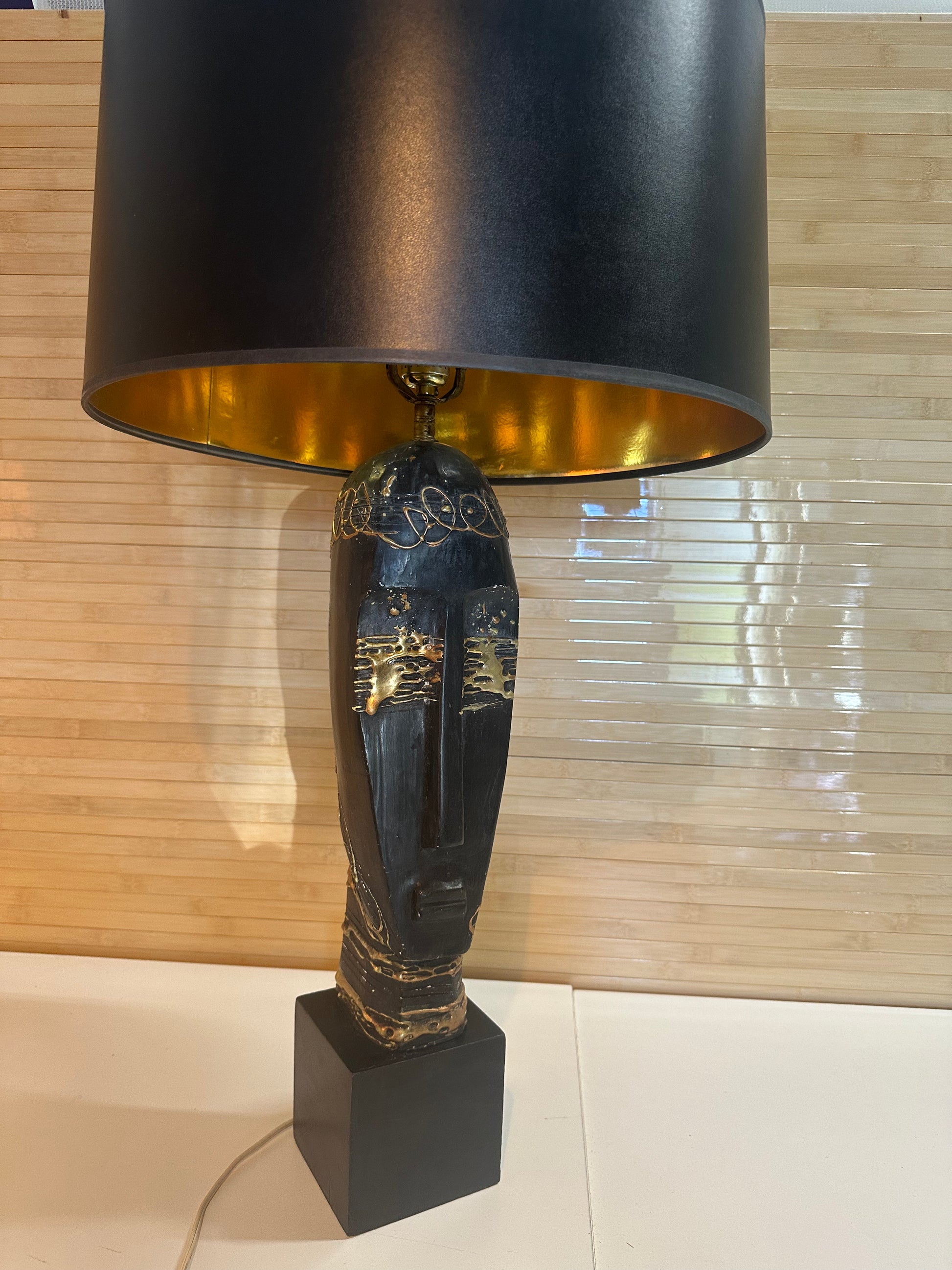 1950s Tribal Head Bust Table Lamp