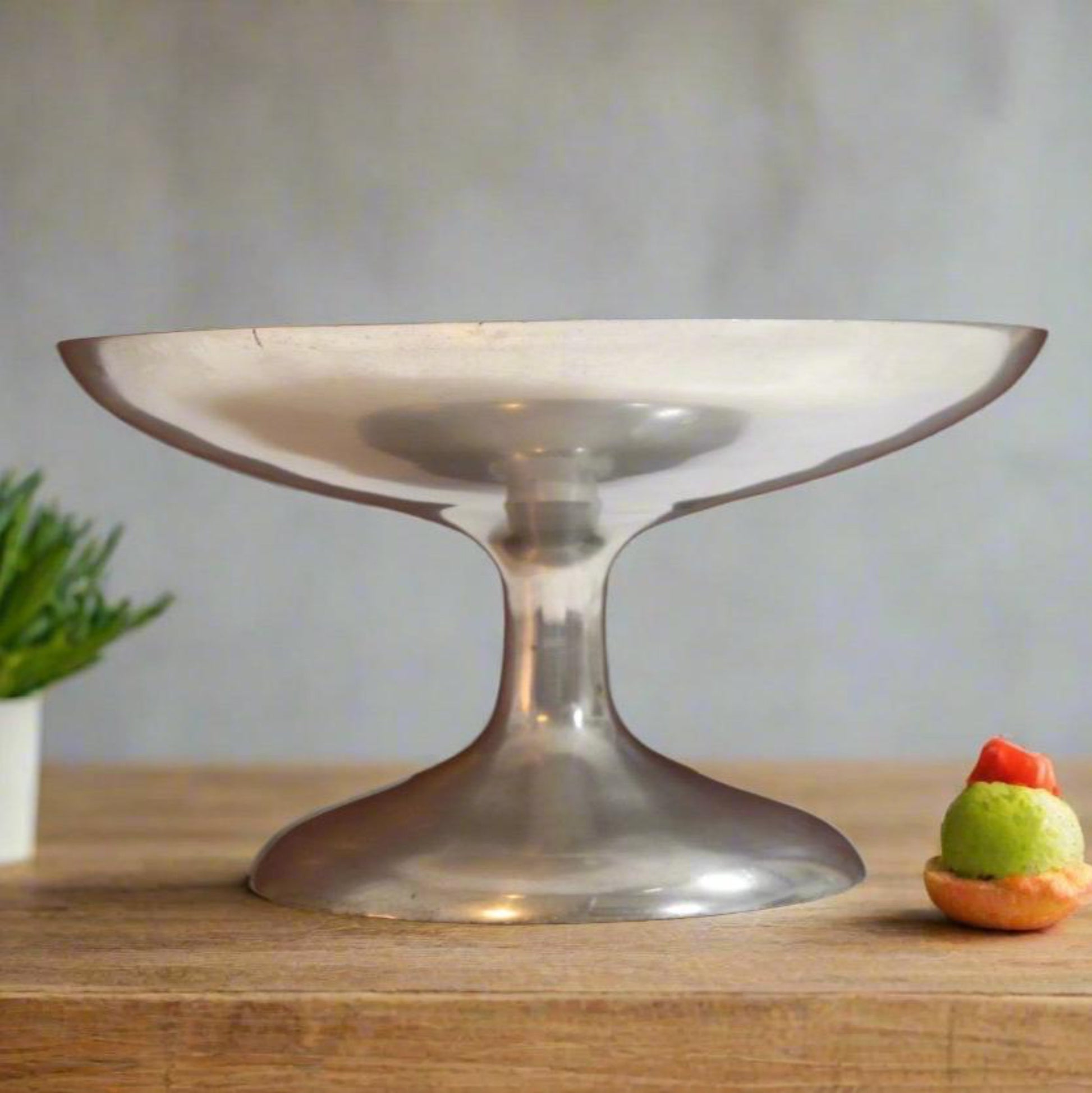 Vintage Heavy Aluminum Pedestal Cake Stand