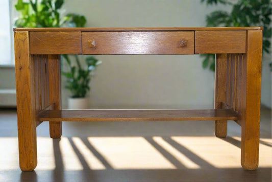 Antique Oak Mission Style Library Desk