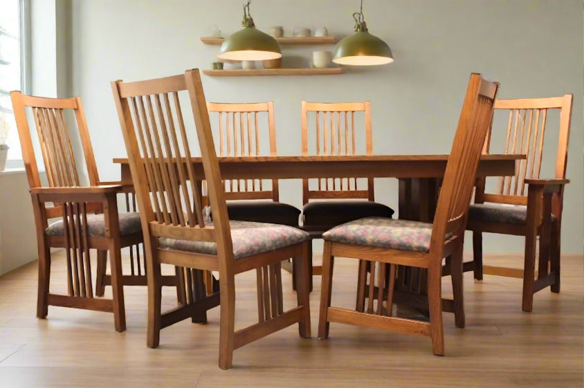 Bassett Mission Trestle Dining Table w/ 6 Chairs