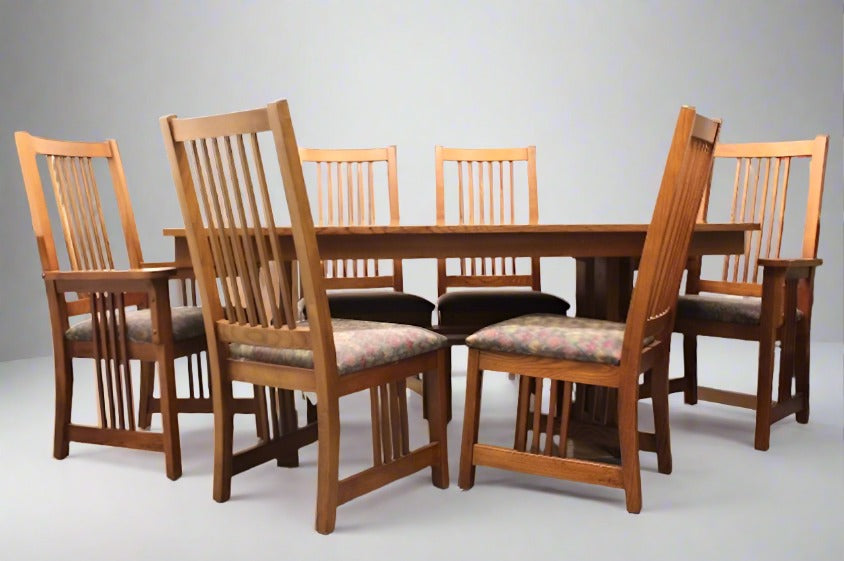 Bassett Mission Trestle Dining Table w/ 6 Chairs