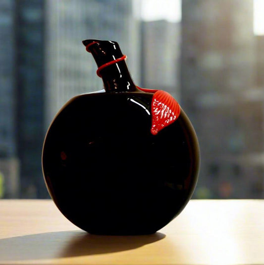 Black and Red Glass Apple Vase