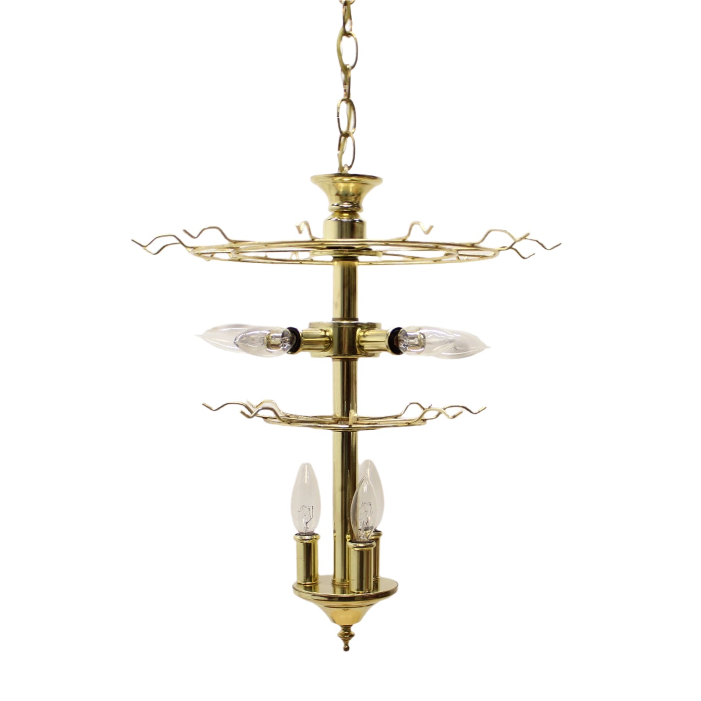 1970's Smoke Beveled Glass and Brass Chandelier