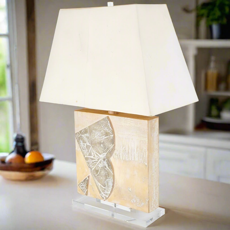 Large Textured Stone Table Lamp