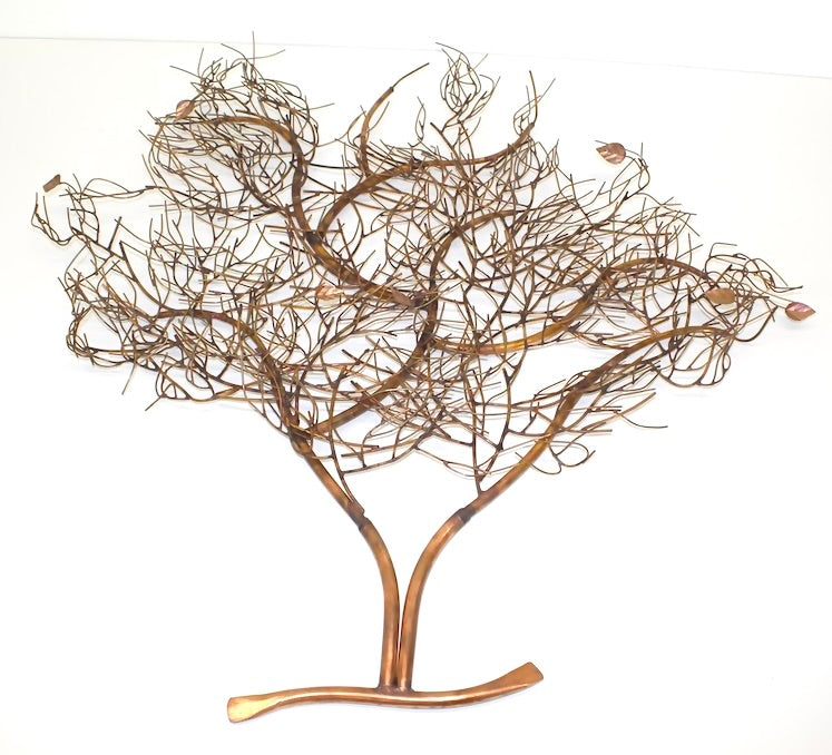 Vintage Copper Tree Wall Sculpture | Signed