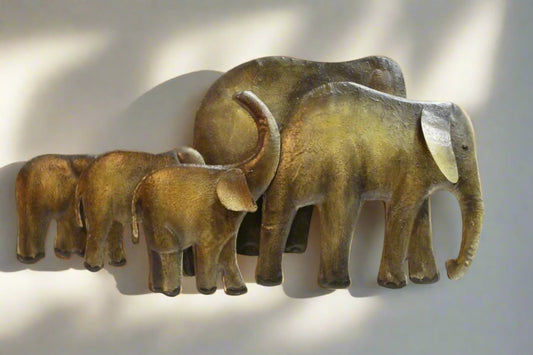 Metal Elephant Family Wall Art