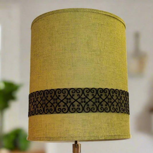 Vintage Green Burlap Lampshade