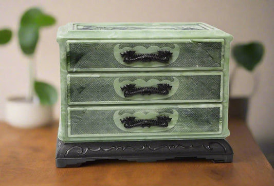 Marbled Bakelite Green Jade  Jewlery Box