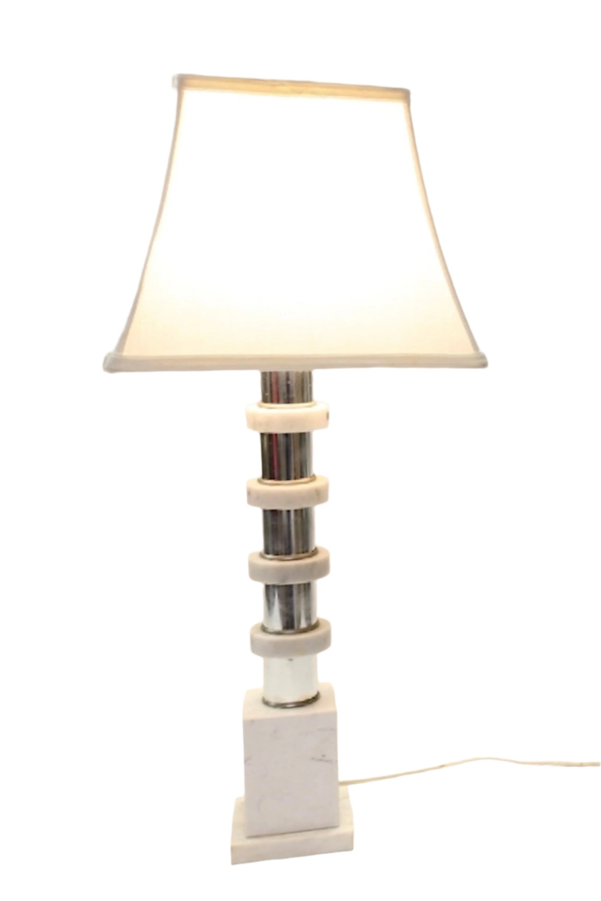 Italian Marble and Chrome Table Lamp