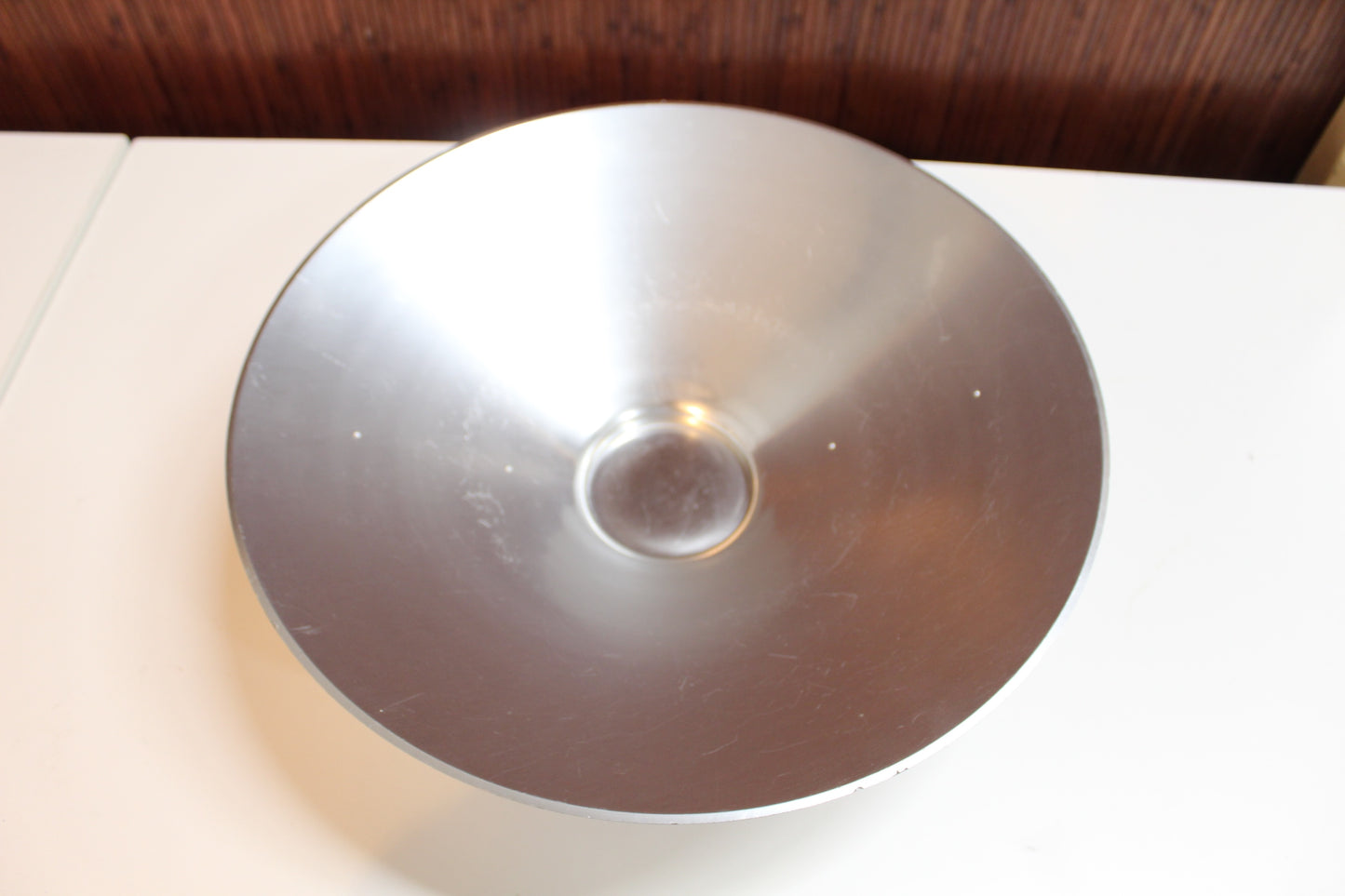 Large Aluminum Bowl w/ Brass Laurel Leaf Accents