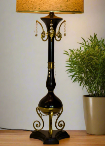 Black Hollywood Regency Table Lamp.