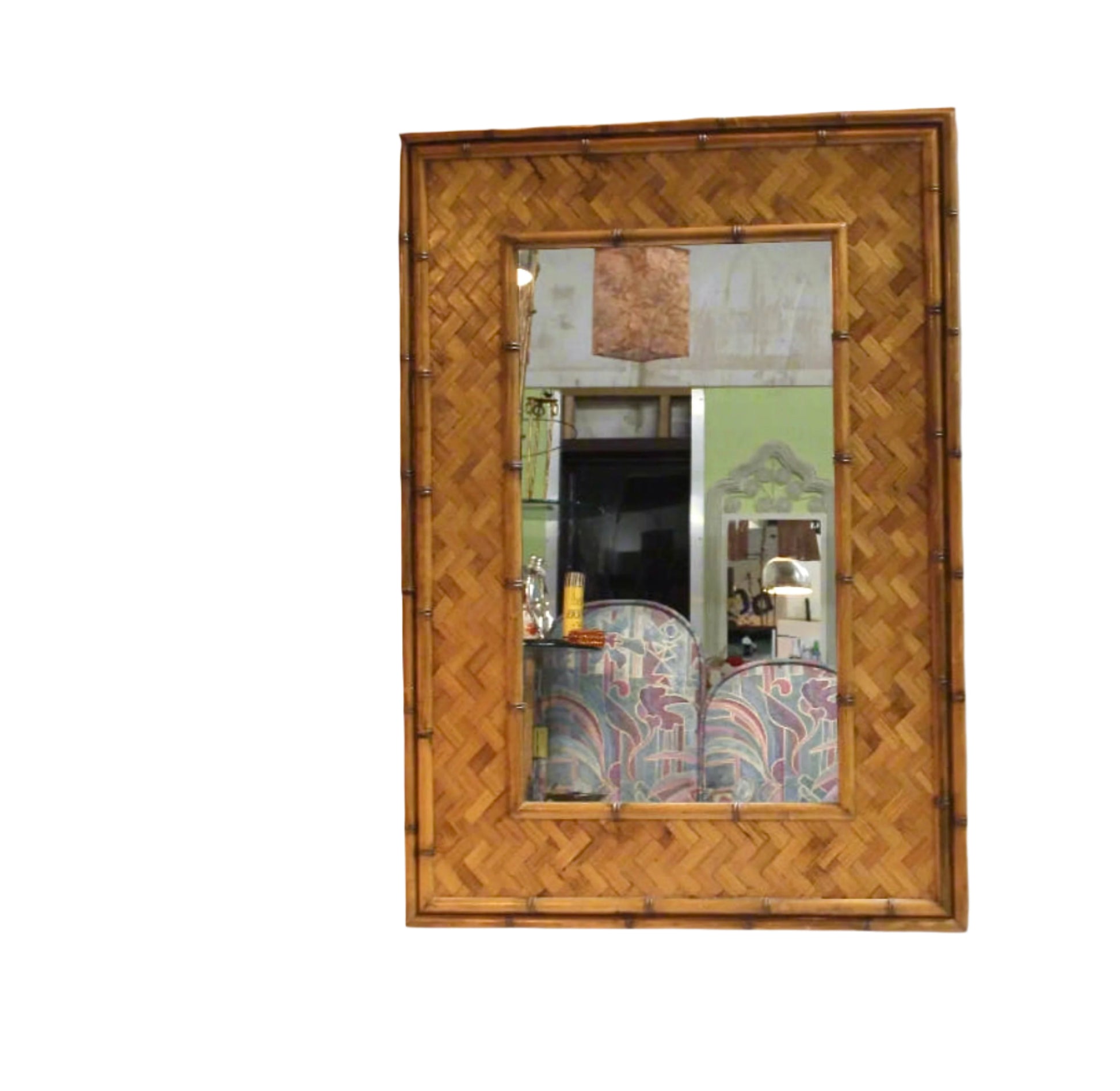 Large Bamboo Framed Wall Mirror