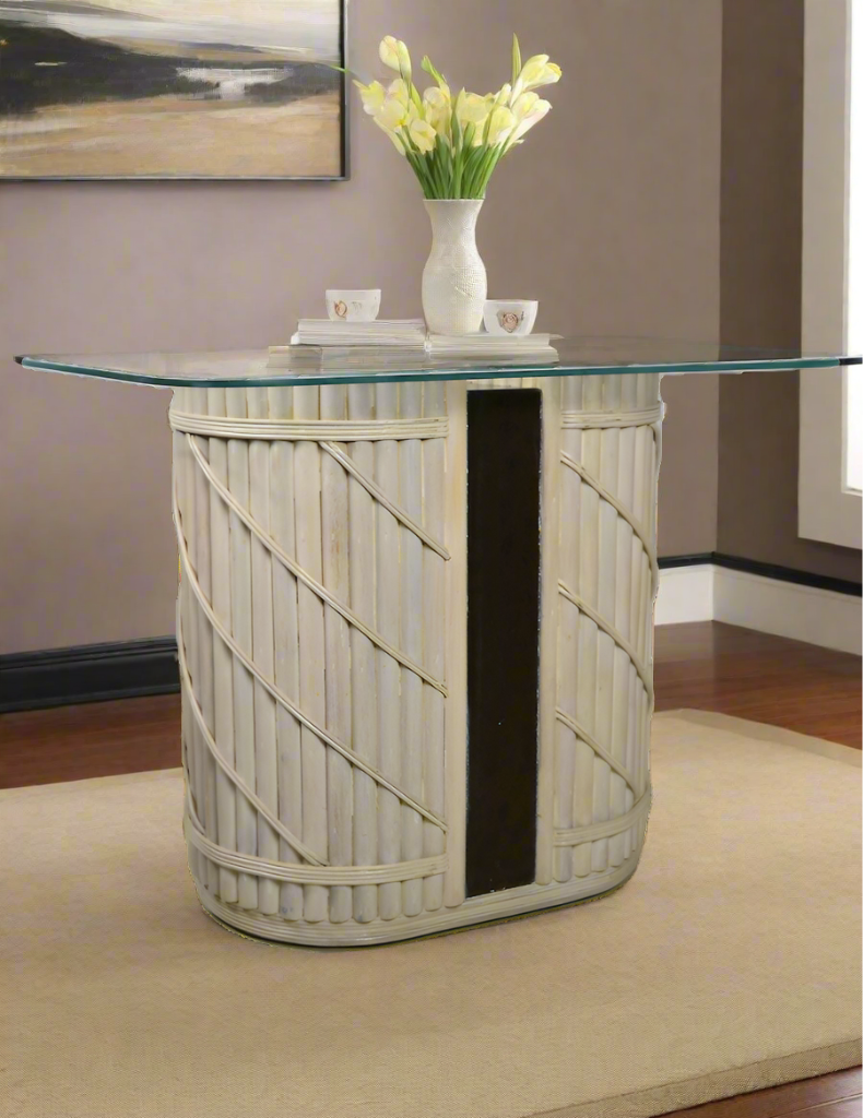 Glass Top Bamboo Base Table