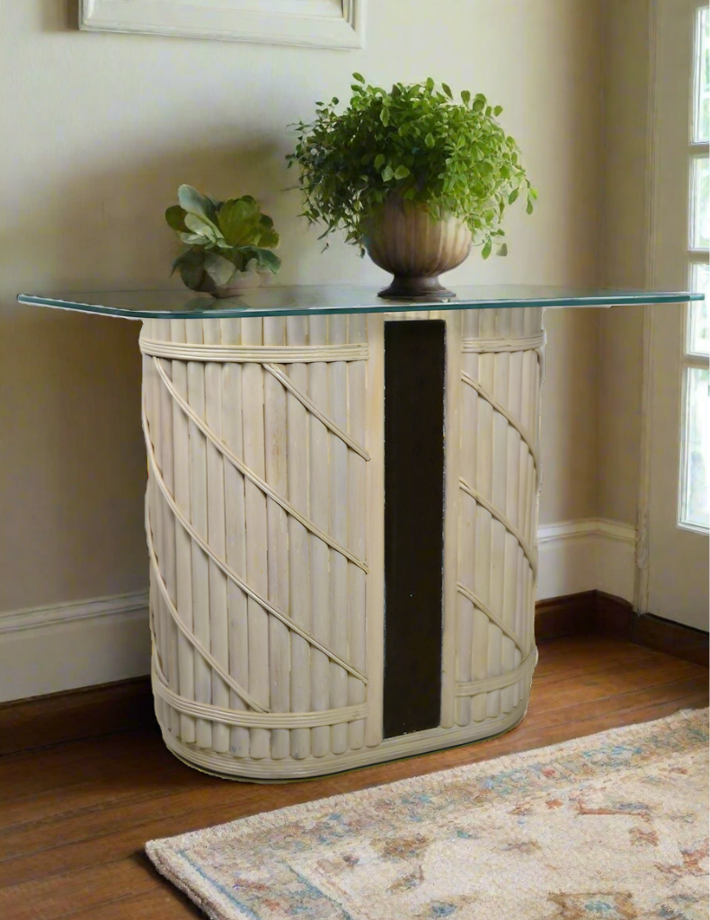 Glass Top Bamboo accent Table