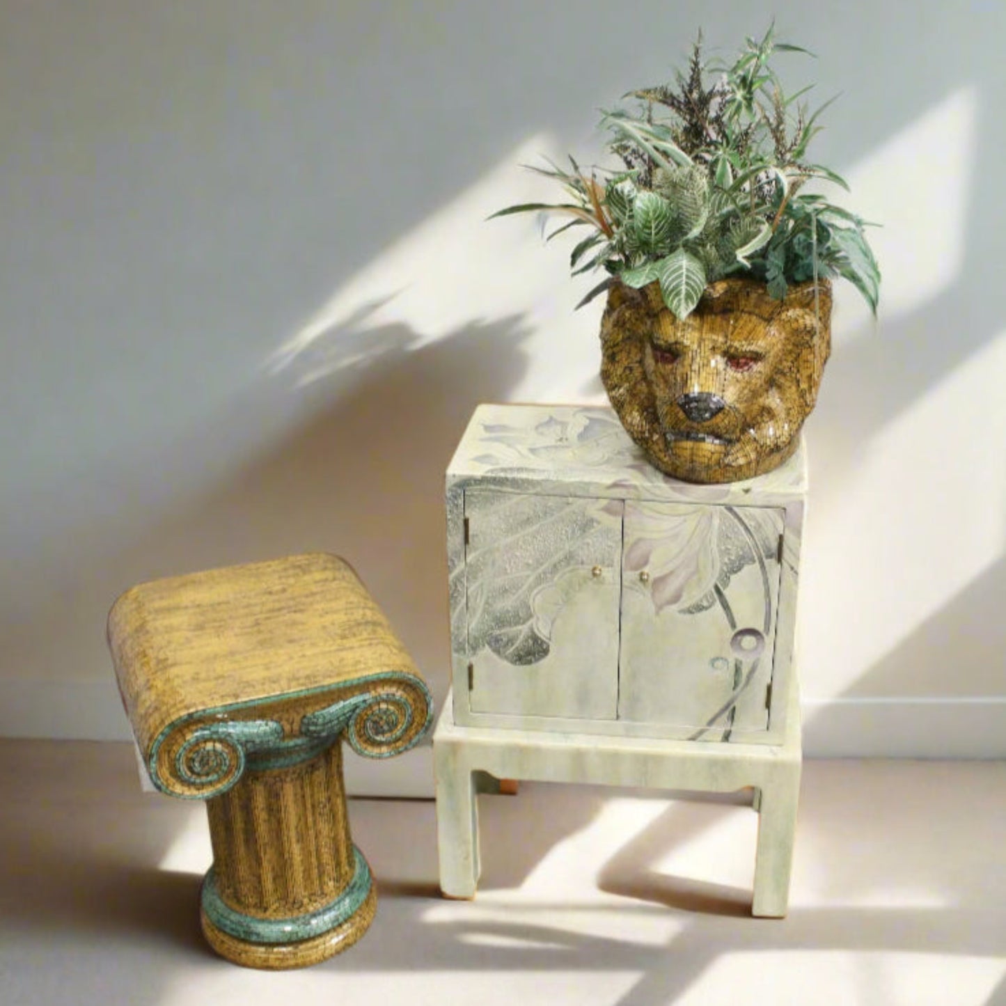 Lion Head Planter and Stand