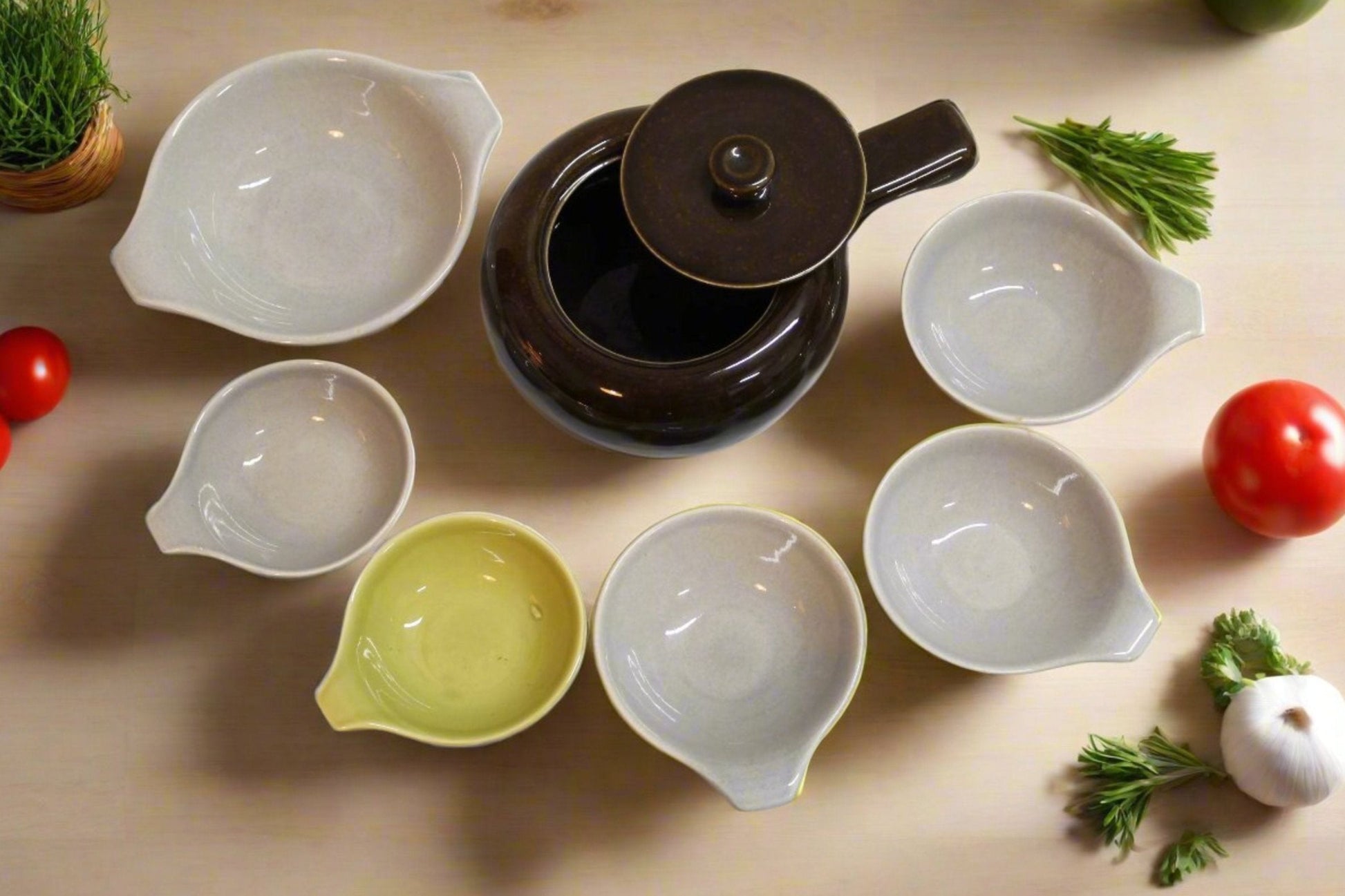 8 Assorted Russel Wright Bowls and Casserole Pot