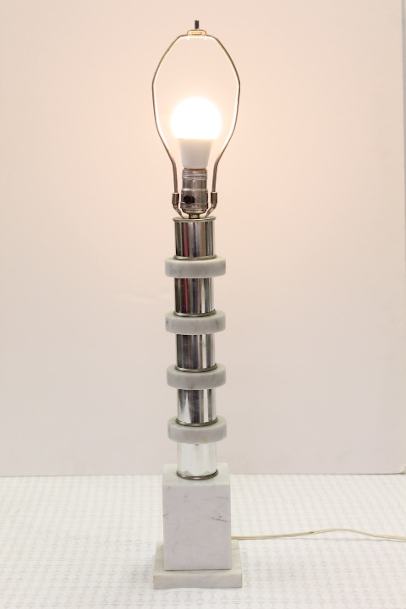 Italian Marble and Chrome Table Lamp