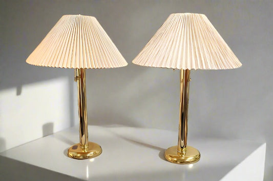 Pair of Brass Tubular table lamps