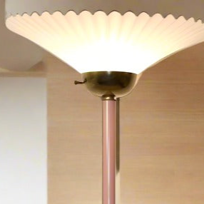 1960s Pink Torchiere Lamp Scalloped Shade