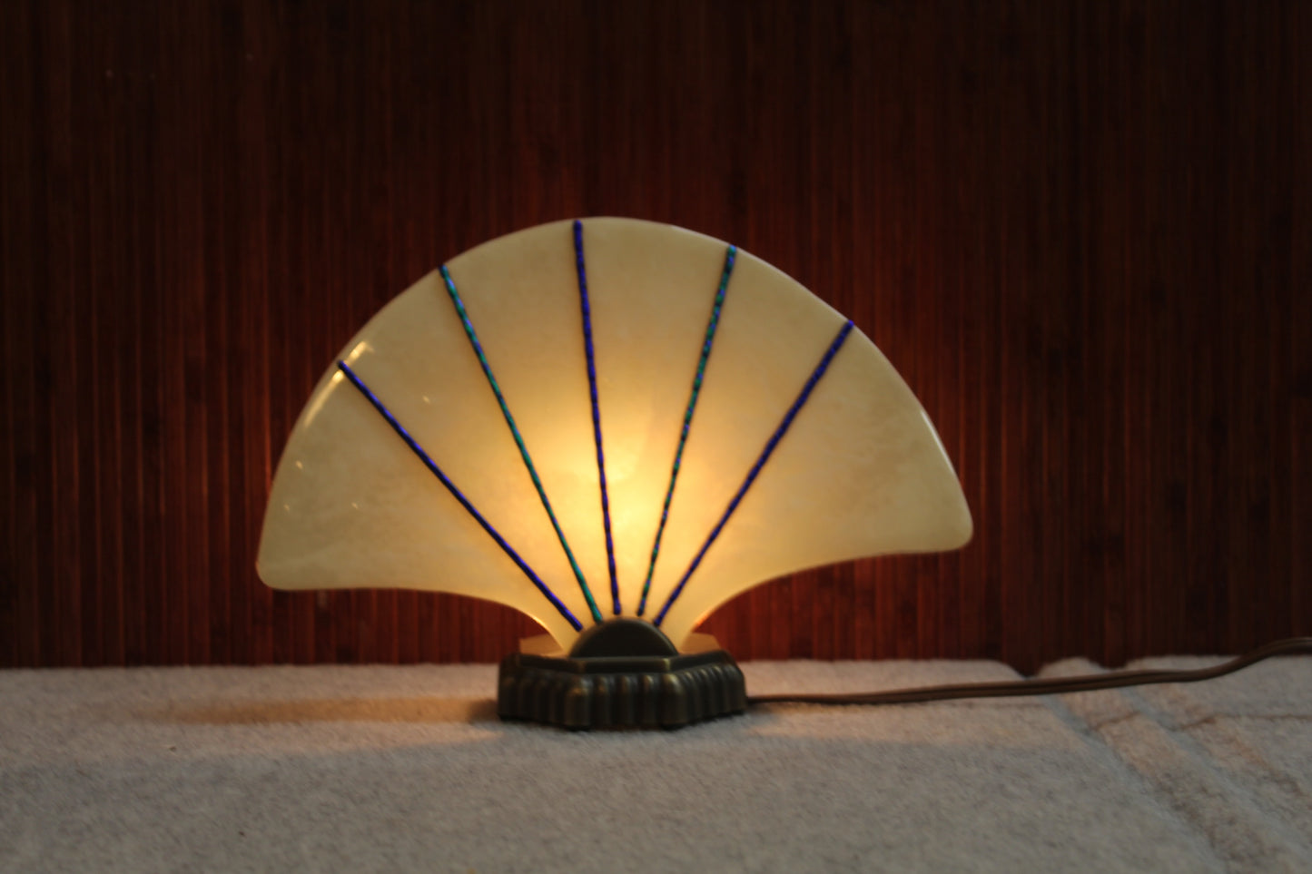 1970s Petite Stained Glass Fan Accent Light