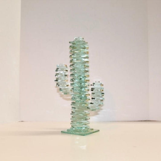 Stacked Glass Cactus Sculpture