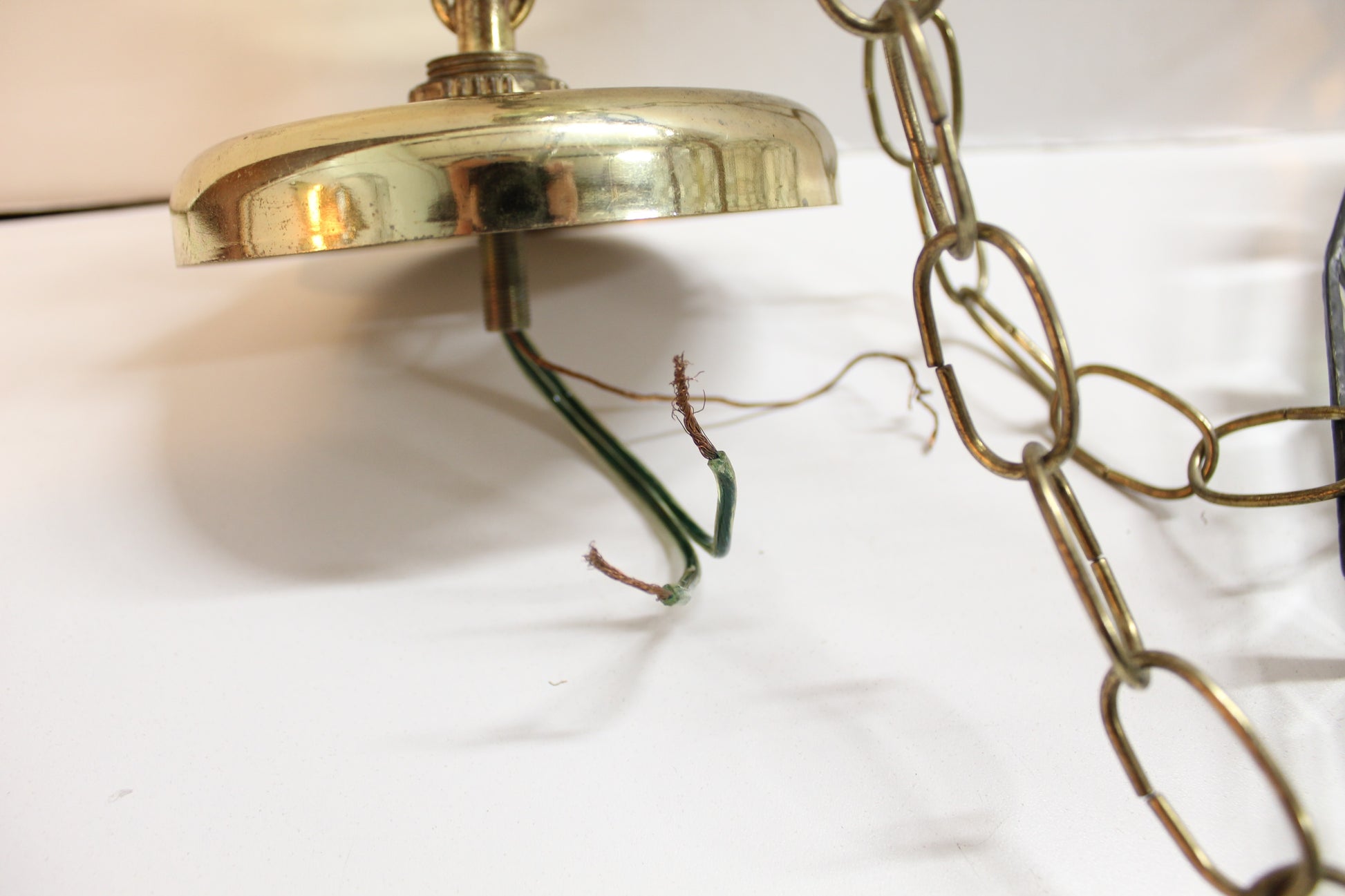 Vintage Tiffany Style Art Glass Bowl Pendant Light