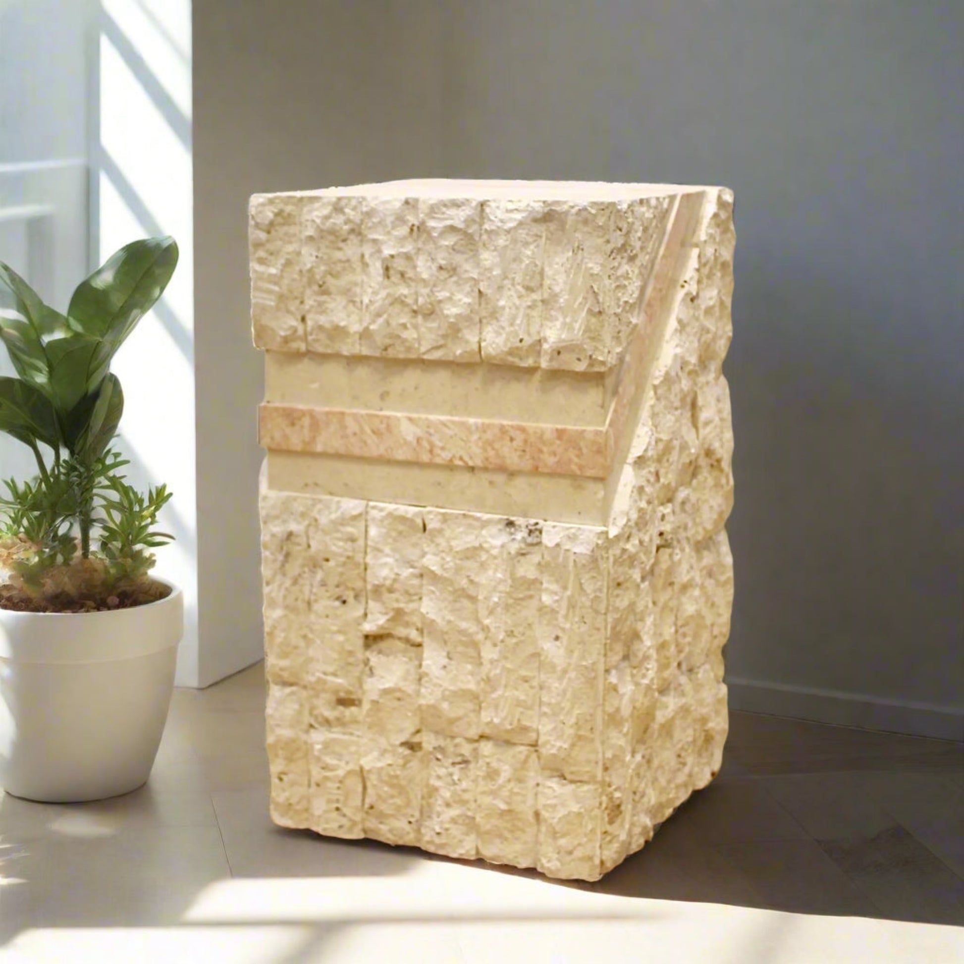 Tessellated Mactan Stone Table Base, Stone Pedestal