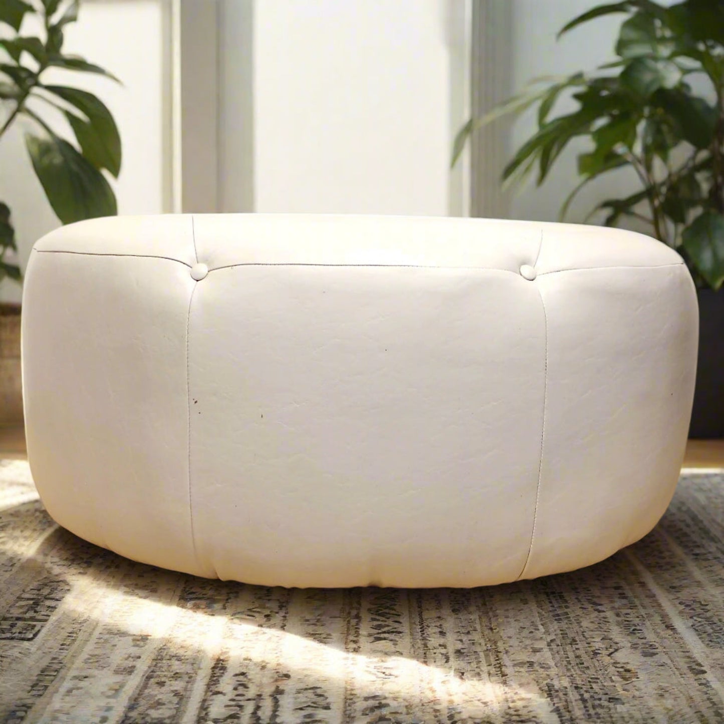 White Leather Ottoman