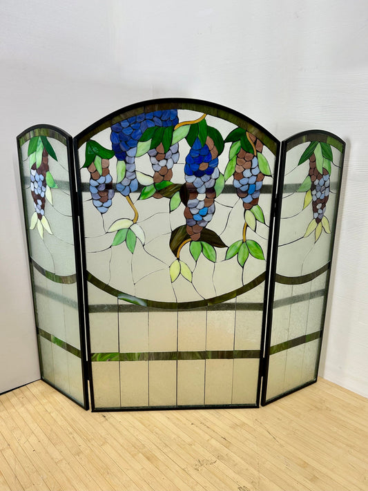 Wisteria Stained Glass Fireplace Screen | Meyda Tiffany from OffCenterModern