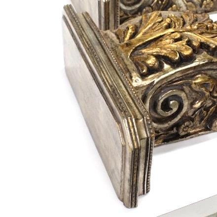 Pair Large Ornate Acanthus Gold Corbel Wall Shelves - OffCenterModern