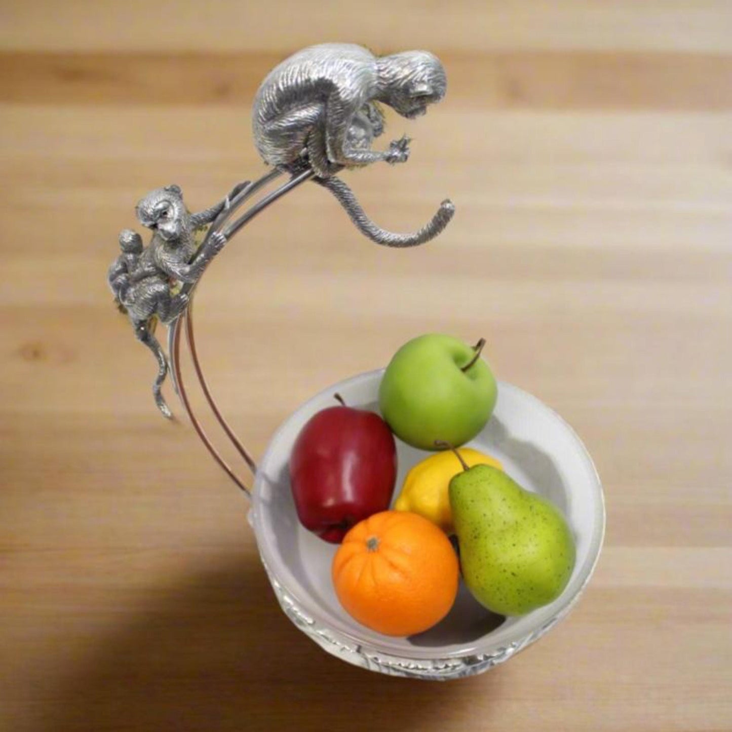 Arthur Court Monkey Banana Holder w/ Bowl | Aluminum