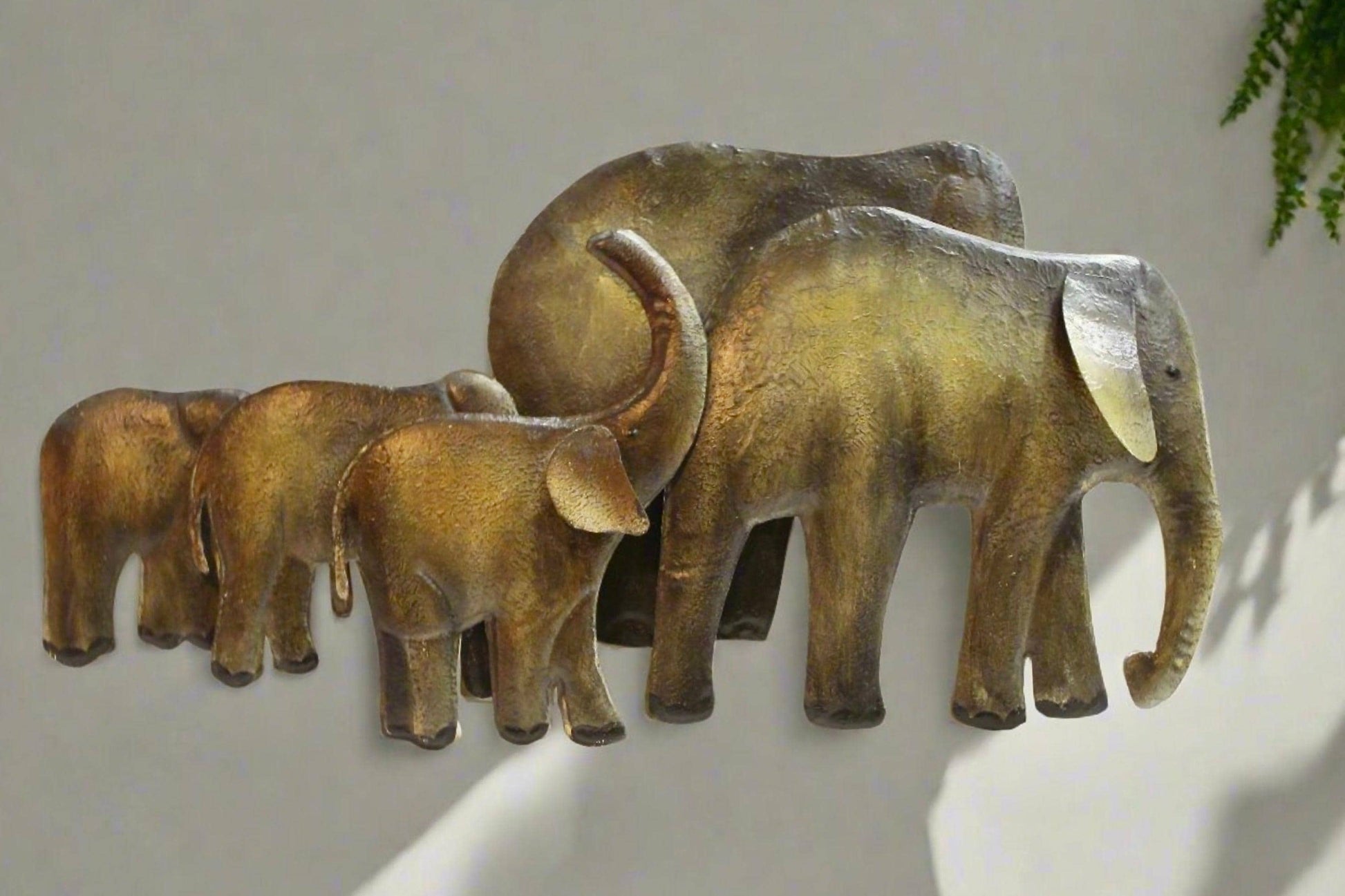 Metal Elephant Herd Wall Art