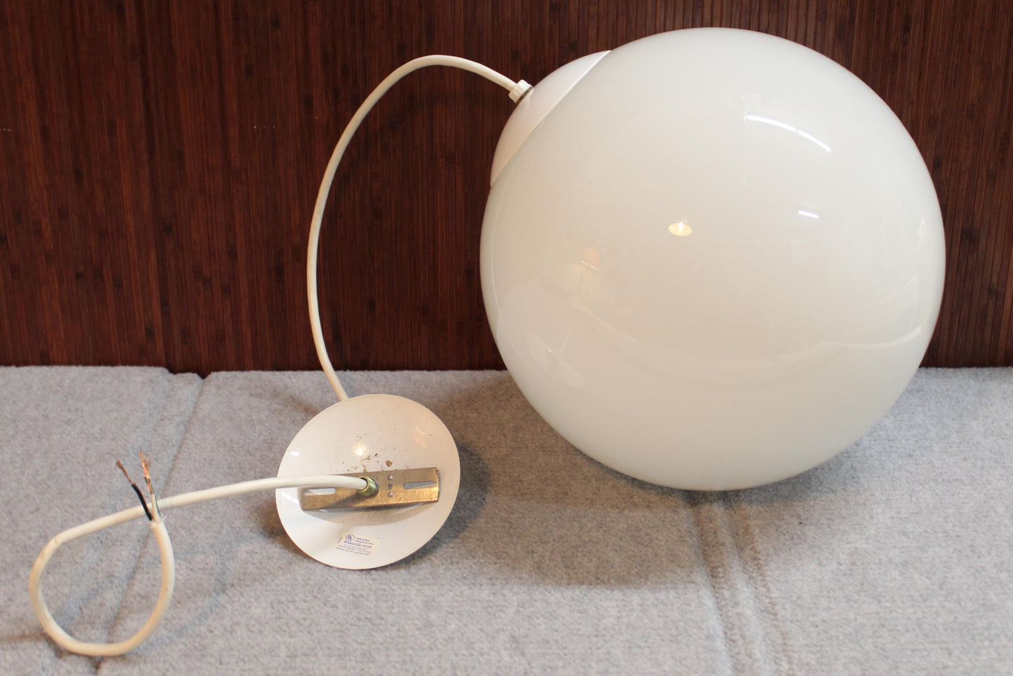 Vintage White Glass Globe Pendant Light