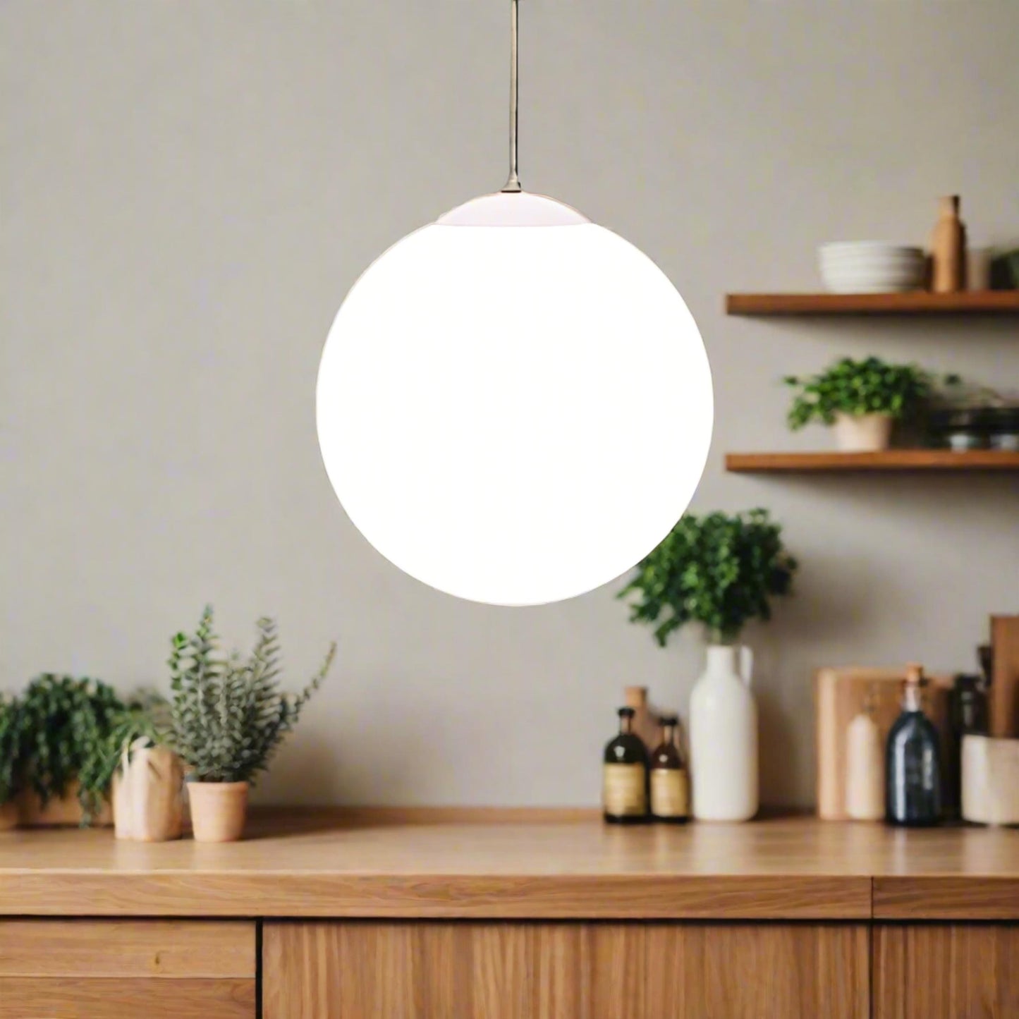 Large Whitel Glass Globe Pendant Light