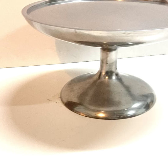 Vintage Heavy Aluminum Pedestal Cake Stand