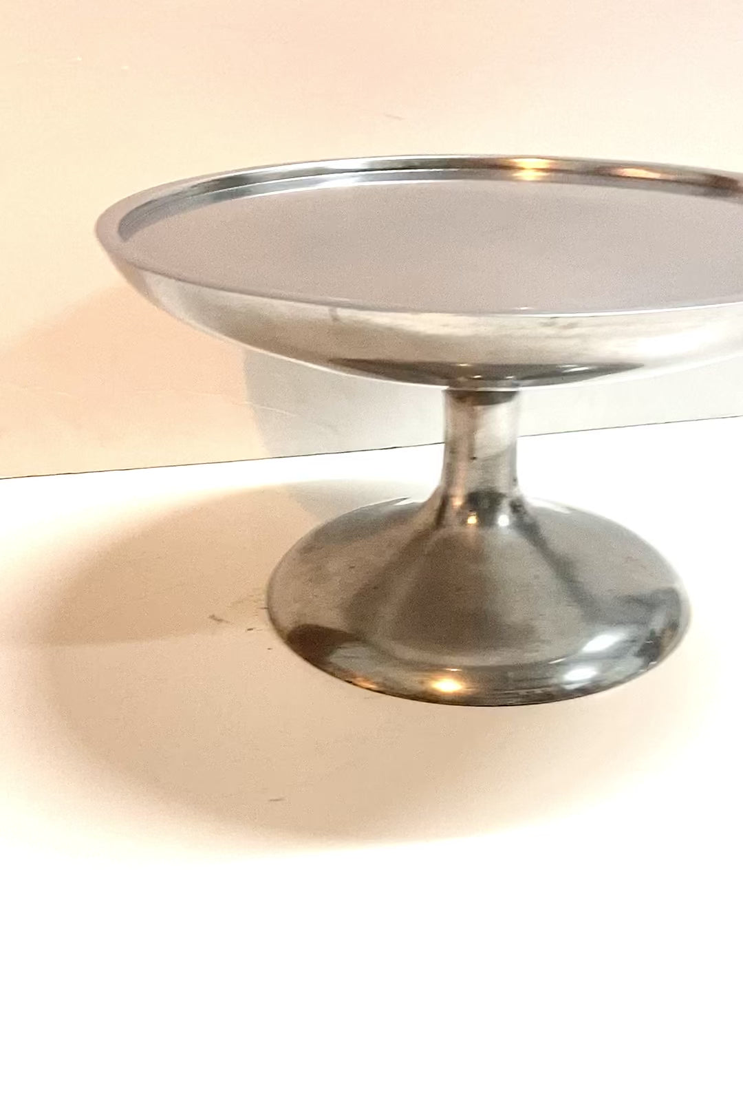 Vintage Heavy Aluminum Pedestal Cake Stand