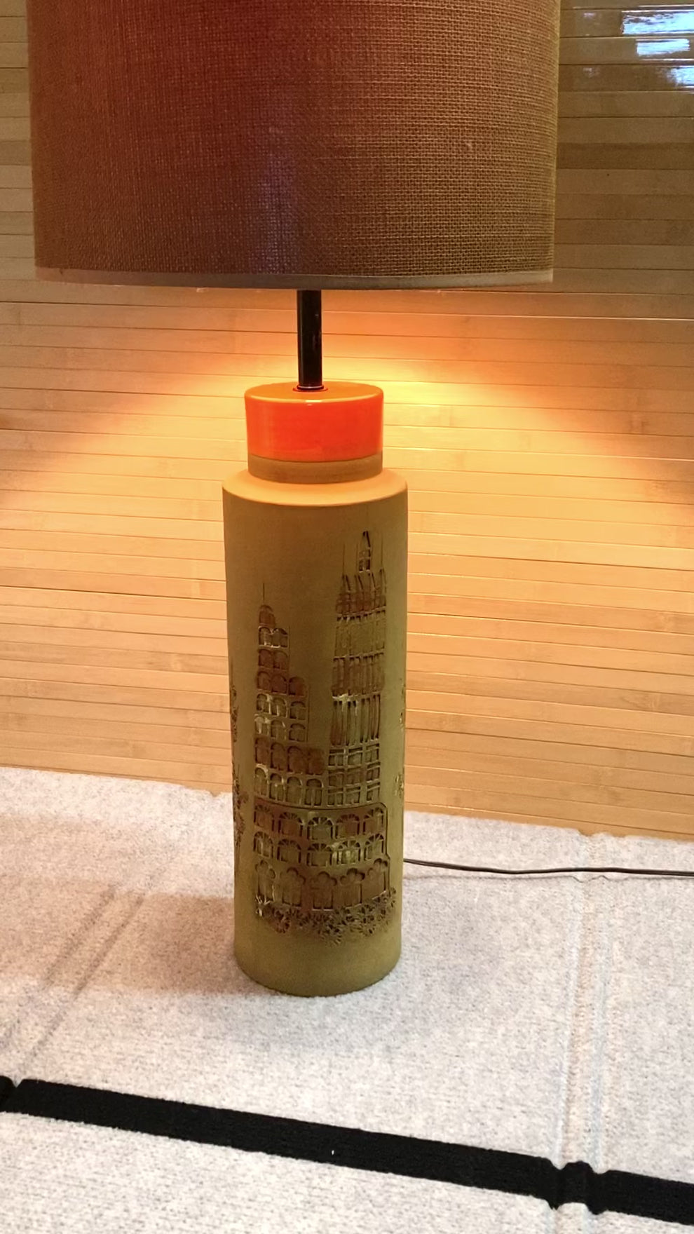 Bitossi Impressed Cityscape Table Lamp | Signed Aldo Londi