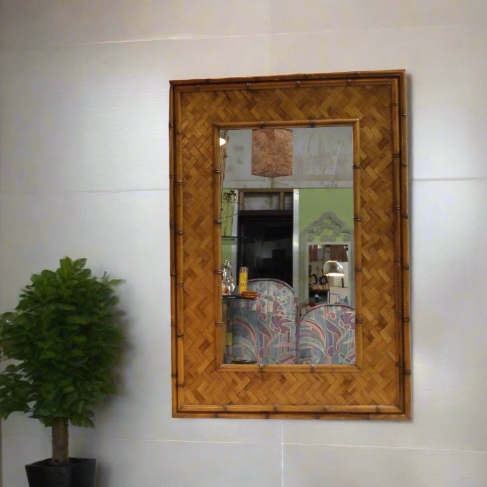 Large Bamboo Framed Wall Mirror