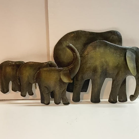 Metal Elephant Family Wall Art