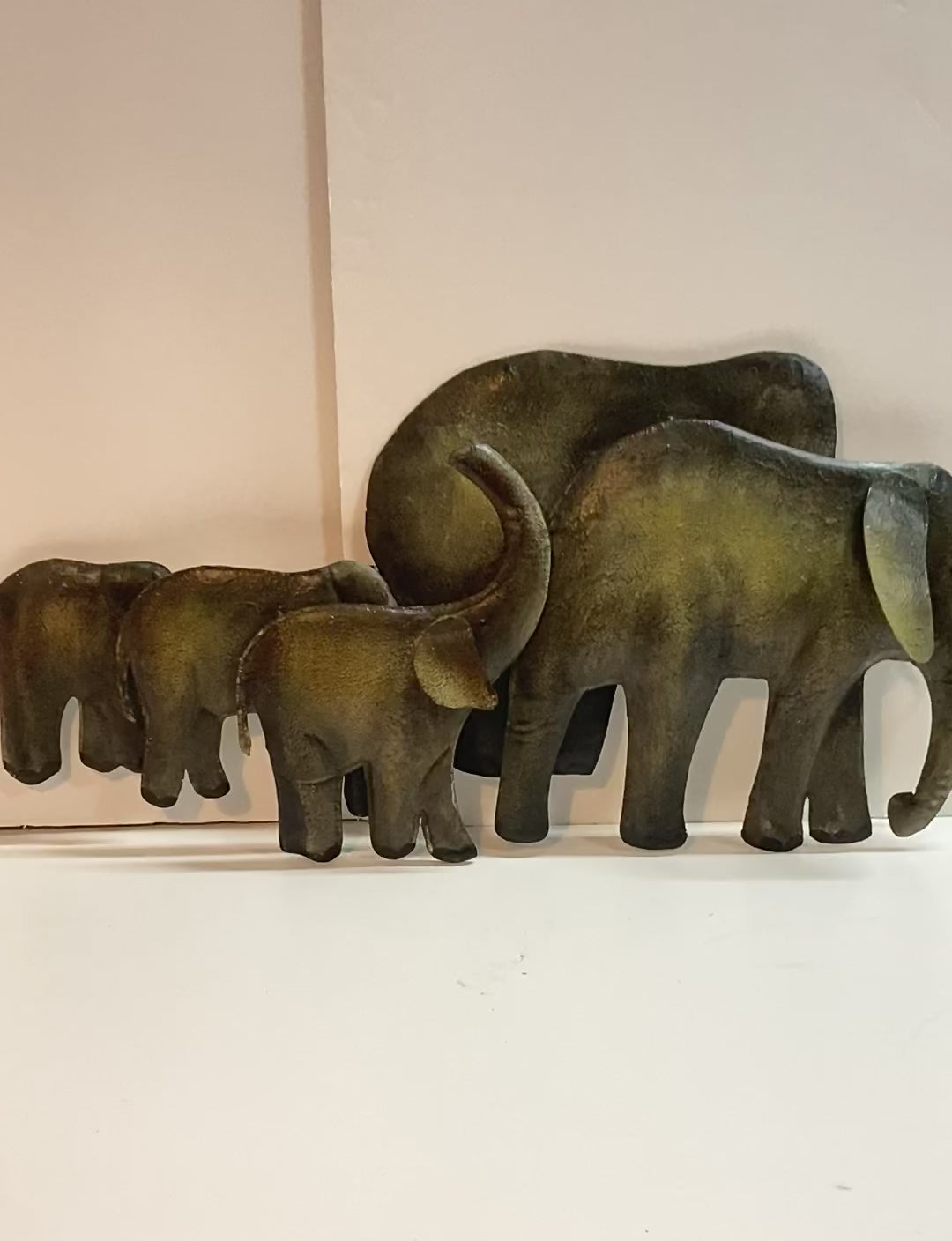 Metal Elephant Family Wall Art