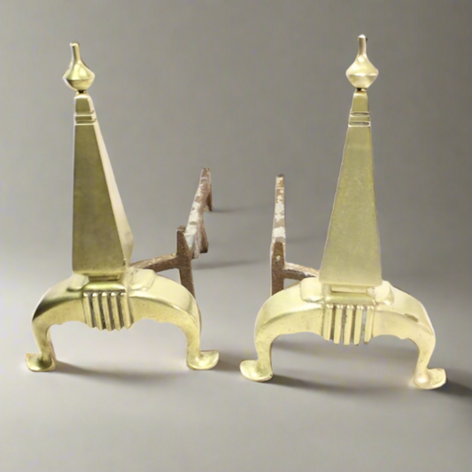 Mid-Century Brass Andirons | Pair