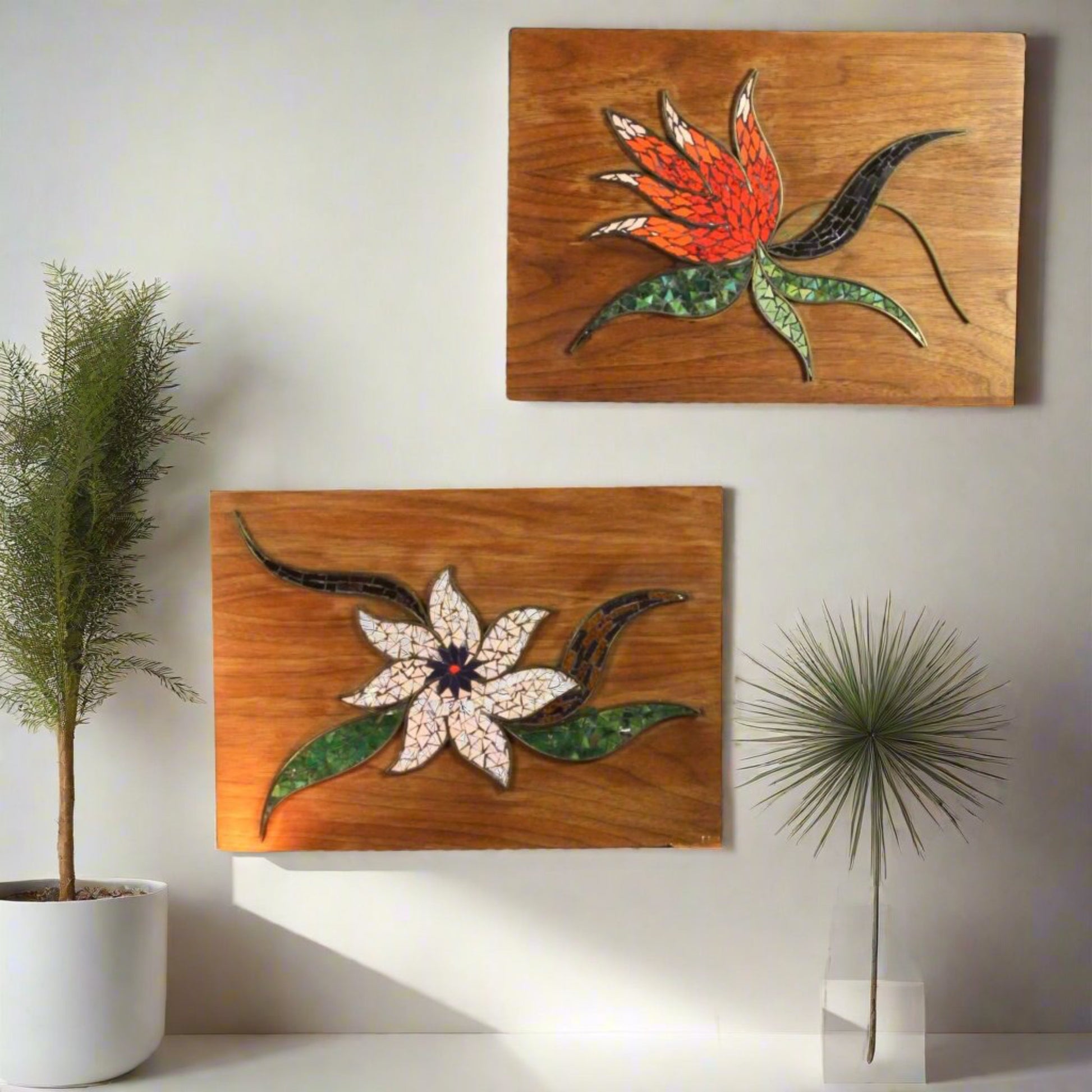 Glass Mosaic Flower Wall Art