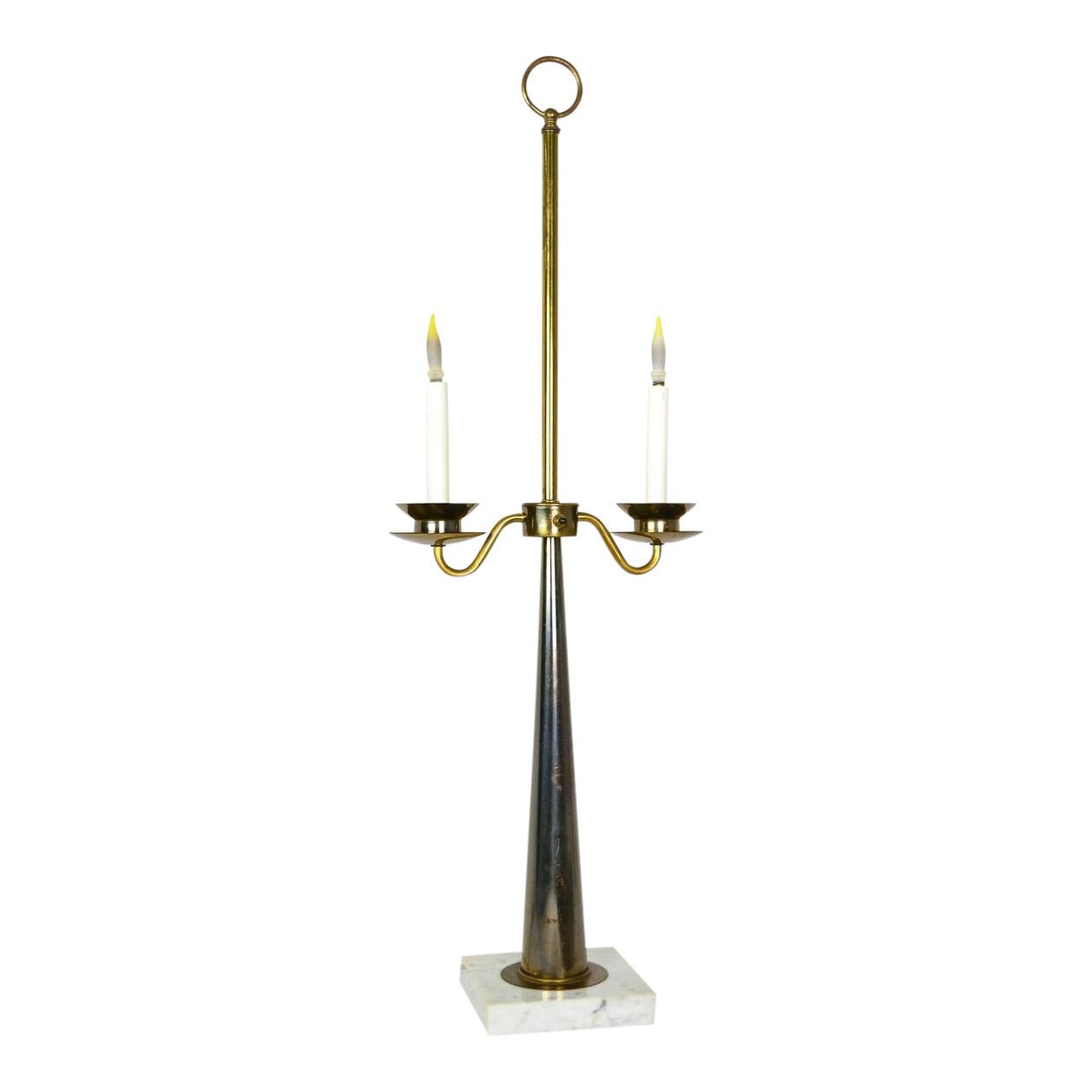 Candlestick Table Lamp Marble & Brass