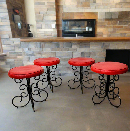 Superior Seating Cool Wrought Iron Red Stools | Arthur Umanoff from SHOPNAME]